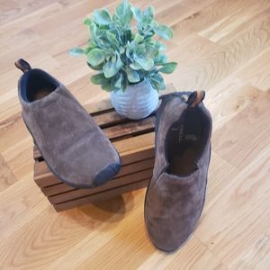 Merrell Jungle Moc Womens 7.5 Gunsmoke Suede Slip On Hiking Trail Outdoor Clogs